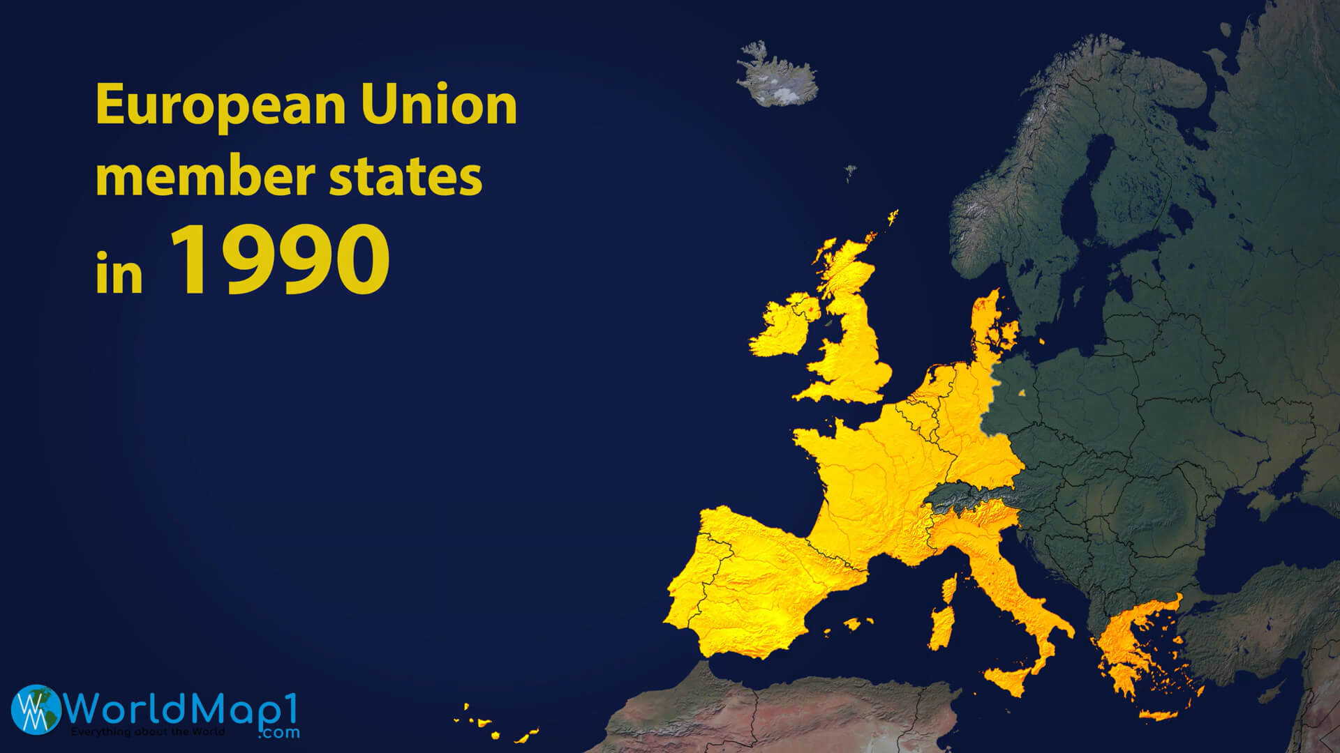 EU Members States Map in 1990